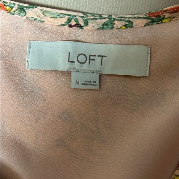 New LOFT M Garden Flounce Peach Floral A Line Long Sleeve Pink NWOT Size Medium - Picture 6 of 9